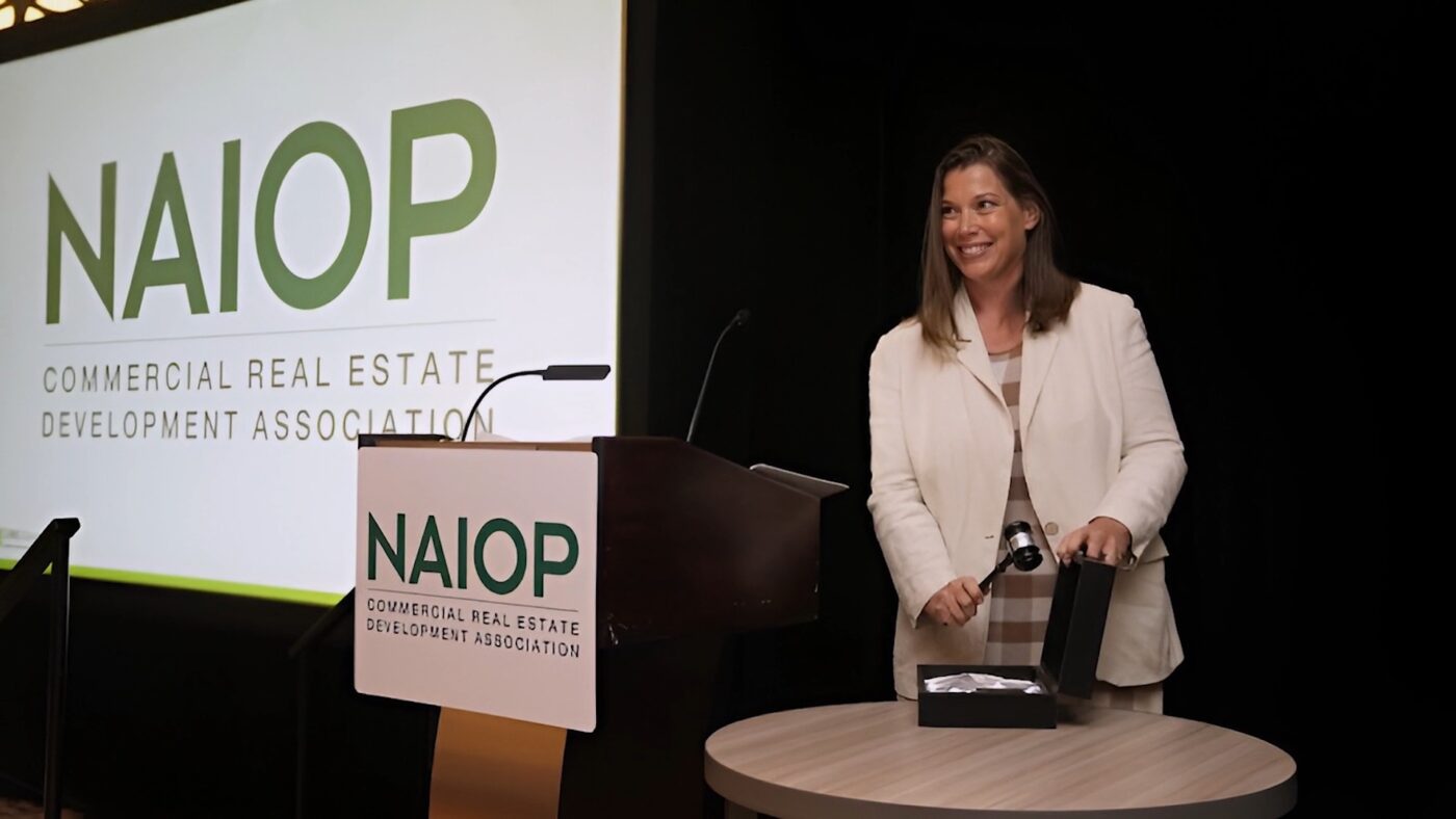 NAIOP Celeste Tanner 2026 Chair - receiving a gavel